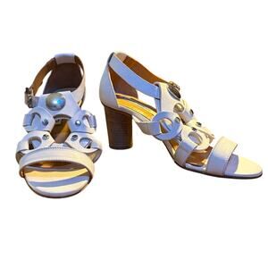 ALBERTO FERMANI Sandals – White with Silver Embellishments – Size 36